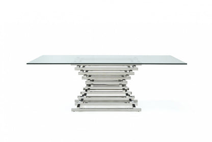 Modrest Crawford Modern Rectangular Glass Dining Table – Sleek Contemporary Dining Room Furniture