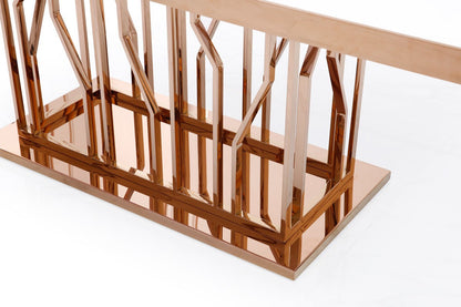 Modrest Marston Modern White Marble & Rosegold Dining Table