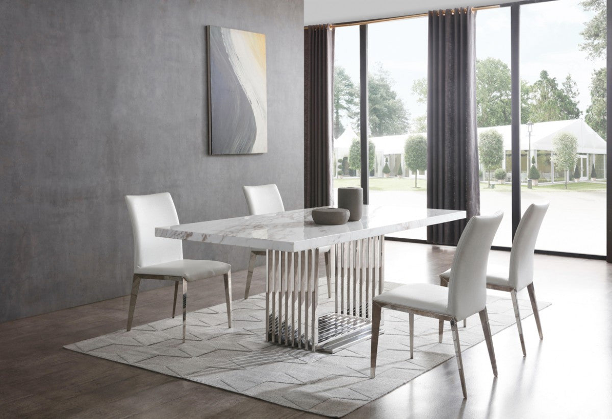 Modrest Kingsley Modern Marble & Stainless Steel Dining Table