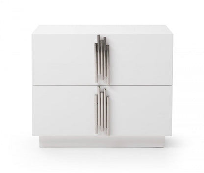 Modrest Token Modern White & Stainless Steel Nightstand