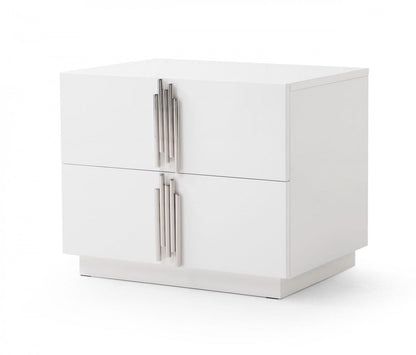 Modrest Token Modern White & Stainless Steel Nightstand