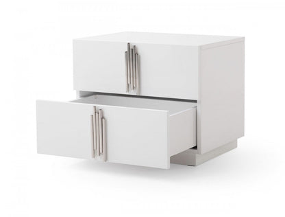 Modrest Token Modern White & Stainless Steel Nightstand