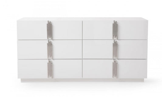 Modrest Token Modern White & Stainless Steel Dresser