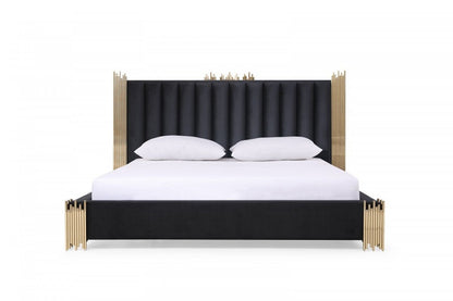 Modrest Token Modern Black Gold Bed & Nightstands