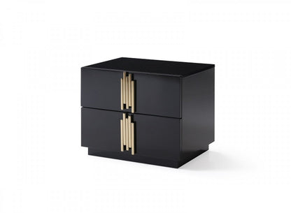 Modrest Token Modern Black Gold Bed & Nightstands