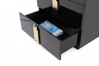 Modrest Token Modern Black Gold Bed & Nightstands