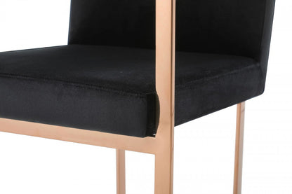 Modrest Trea Modern Black Velvet & Rosegold Dining Chair