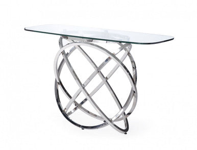 Modrest Tulare Modern Glass & Stainless Steel Console Table
