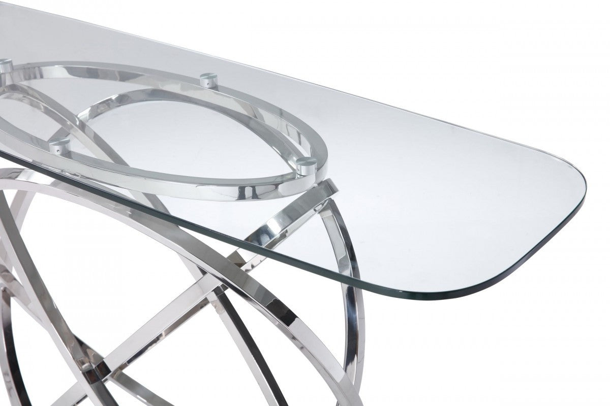 Modrest Tulare Modern Glass & Stainless Steel Console Table