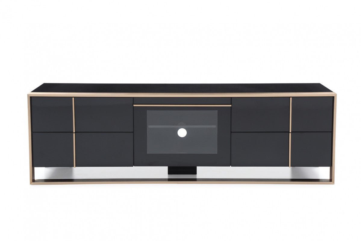 Nova Domus Cartier Modern Black & Brushed Bronze TV Stand