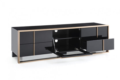Nova Domus Cartier Modern Black & Brushed Bronze TV Stand