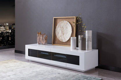 Modrest Frost Modern Small White TV Unit – Compact Contemporary Entertainment Center