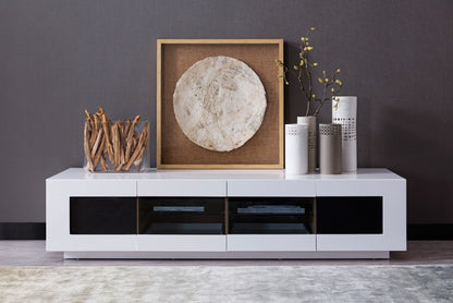 Modrest Frost Modern Small White TV Unit – Compact Contemporary Entertainment Center