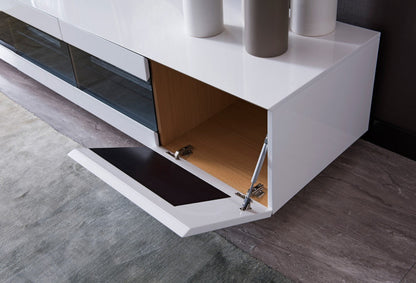 Modrest Frost Modern Small White TV Unit – Compact Contemporary Entertainment Center