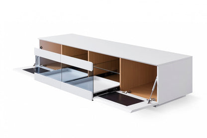 Modrest Frost Modern Small White TV Unit – Compact Contemporary Entertainment Center