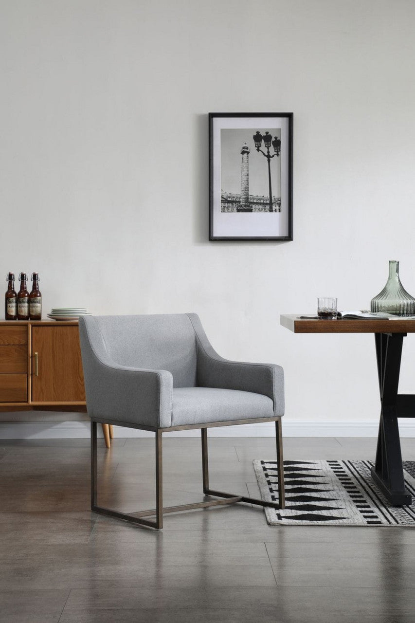 Modrest Elijah Modern Grey & Copper Antique Brass Dining Chair