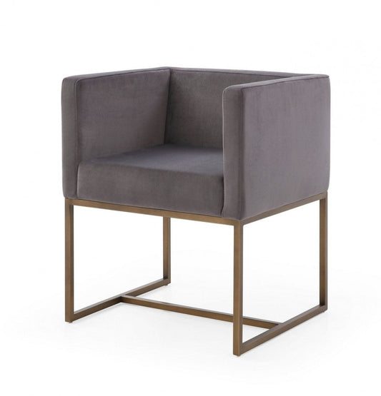 Modrest Marty - Modern Dark Grey & Copper Antique Brass Dining Chair