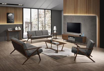 Modrest Candea Mid-Century Walnut and Grey Loveseat