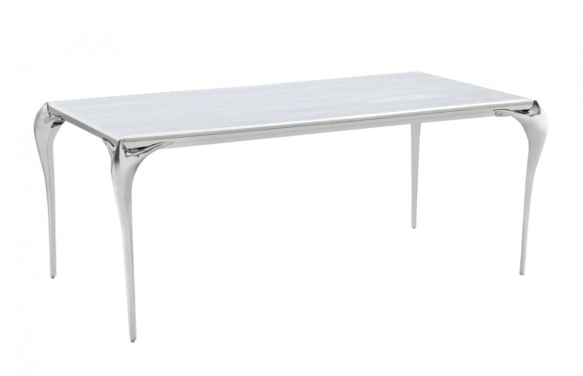 Modrest Vince Modern Faux Marble & Stainless Steel Dining Table