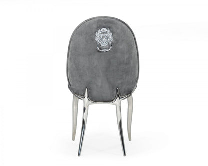 Modrest Vince Modern Grey Velvet Dining Chair Set of 2