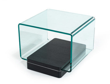 Modrest Vitro Modern Glass and Oak End Table