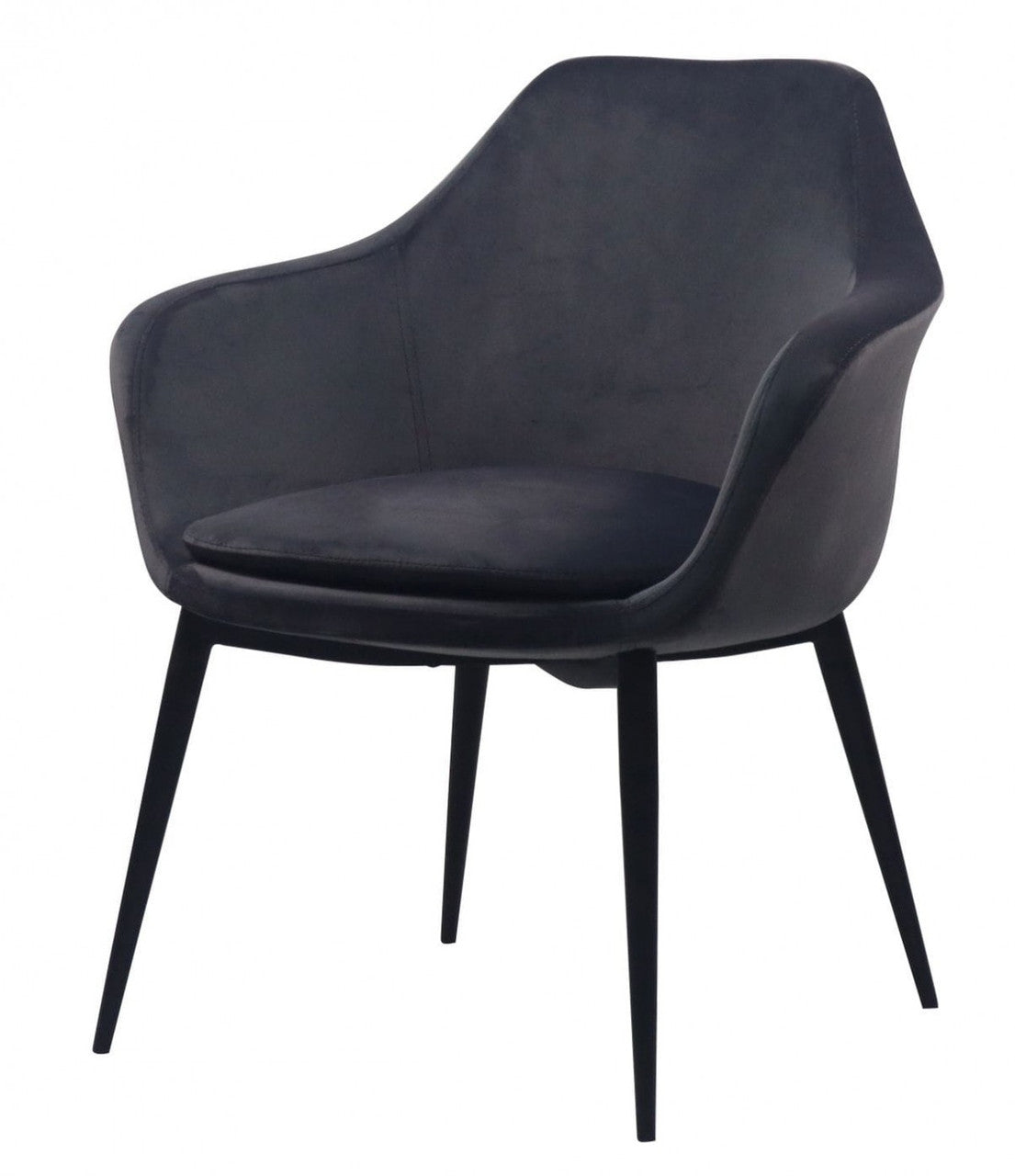 Modrest Wilson Modern Grey Velvet & Black Dining Chair