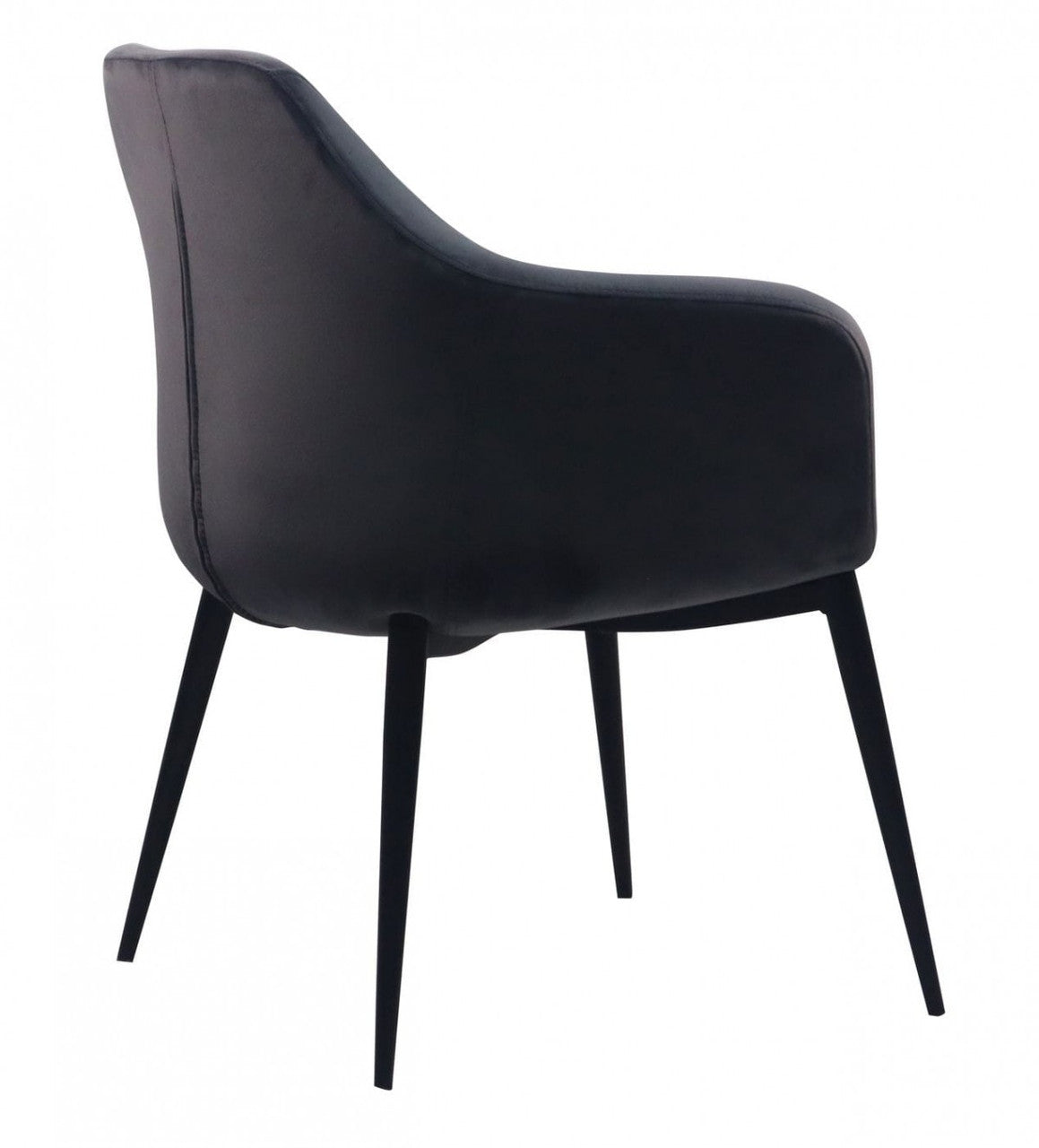 Modrest Wilson Modern Grey Velvet & Black Dining Chair