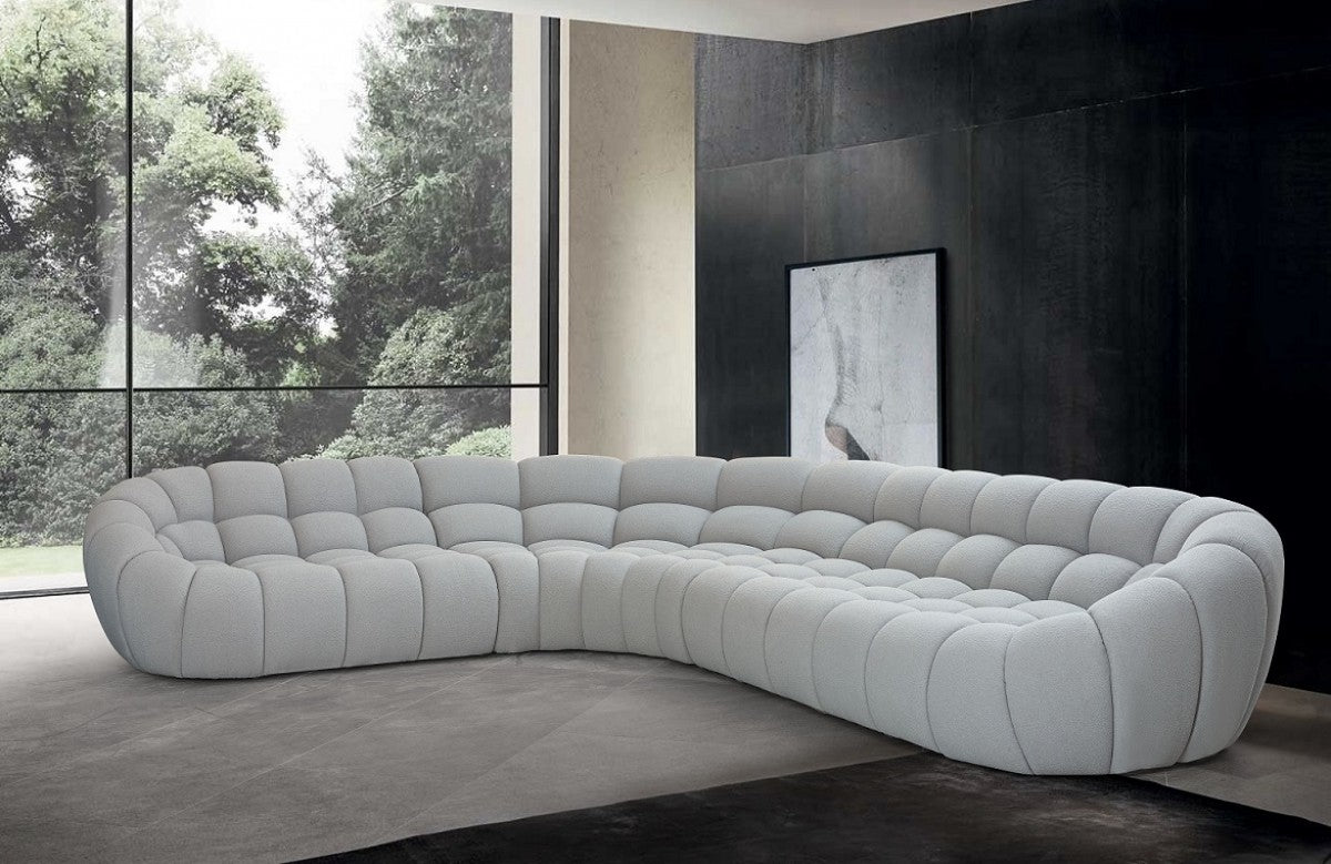 Divani Casa Yolonda - Modern Light Grey Curved Sectional Sofa